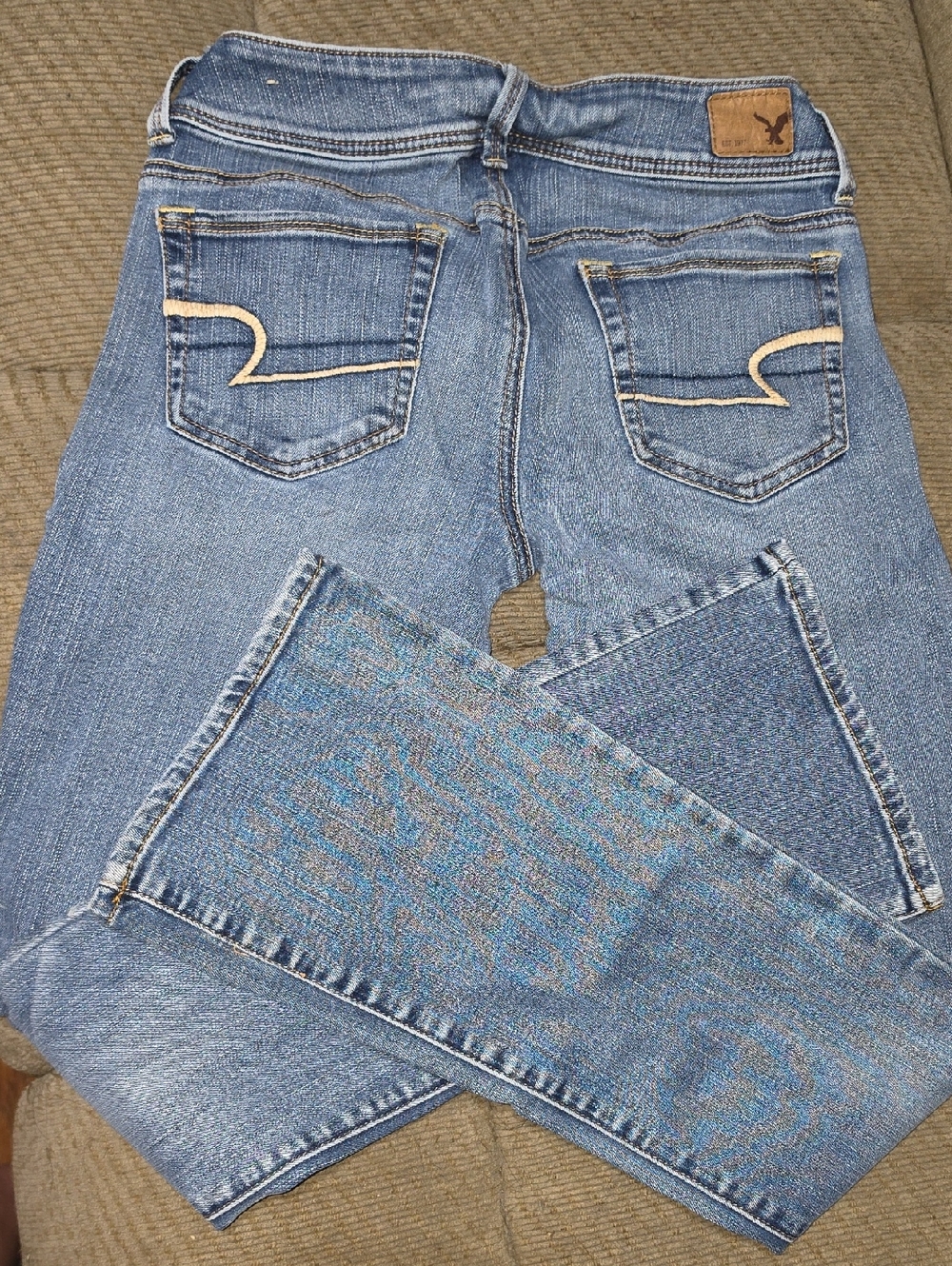 Womens Blue Denim Jeans with Signature Pocket Stitch